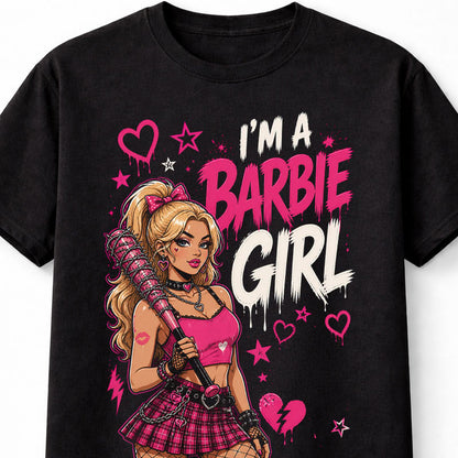 I'm A Barbie Girl Barbed Wire Dark Humor Gothic Girl Graphic Unisex T-Shirt