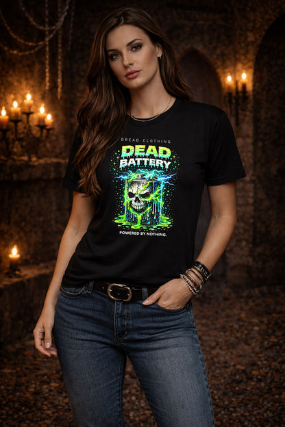 Dead Battery Skull Unisex Toxic Gothic Graphic T-Shirt Horror Dark Punk Tee
