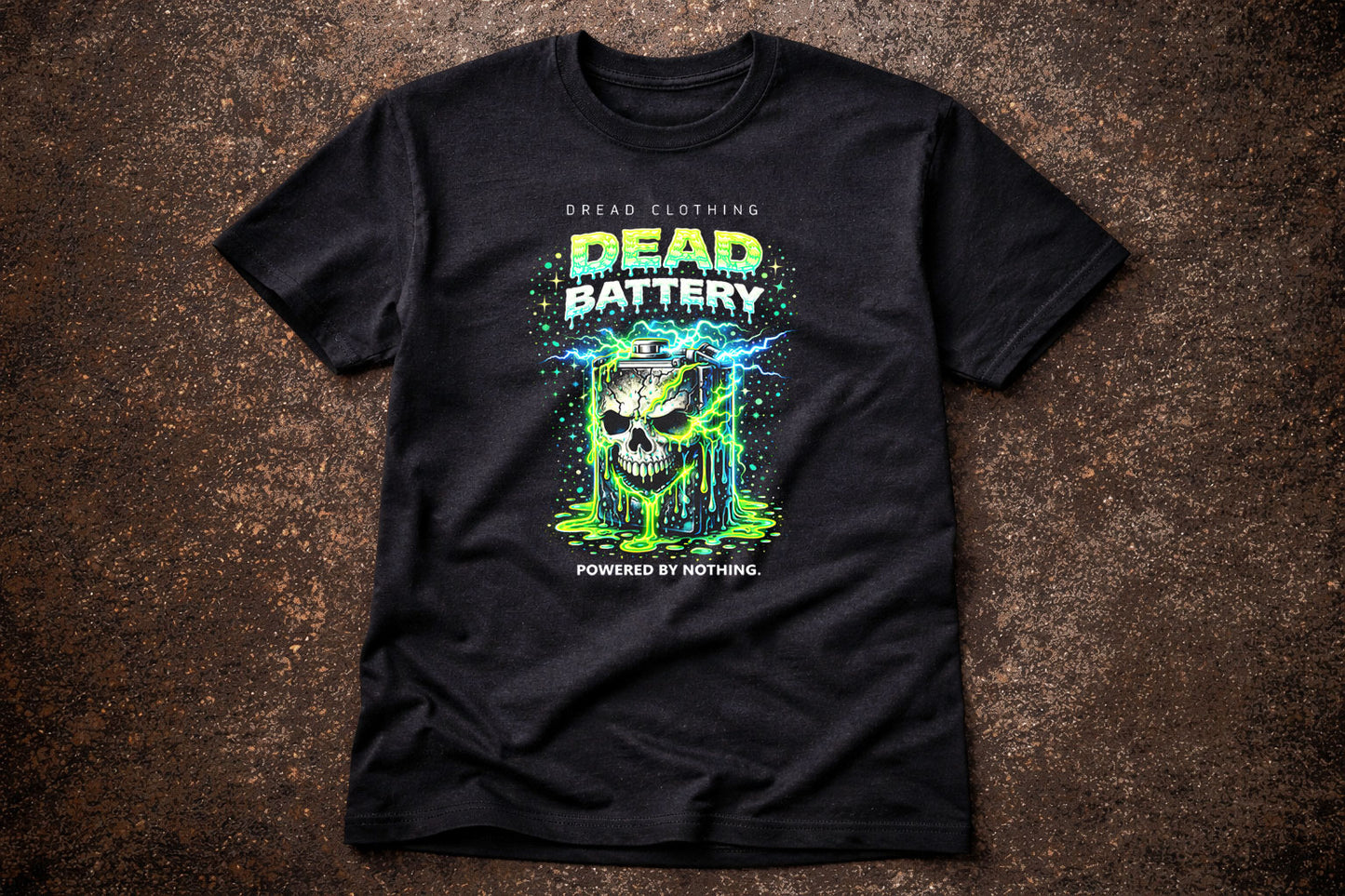 Dead Battery Skull Unisex Toxic Gothic Graphic T-Shirt Horror Dark Punk Tee