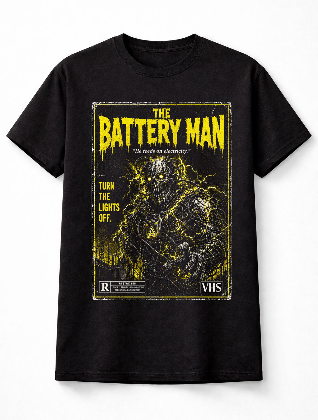 Battery Man VHS Horror Monster Retro Slasher Black Unisex T-Shirt