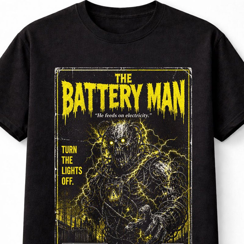 Battery Man VHS Horror Monster Retro Slasher Black Unisex T-Shirt