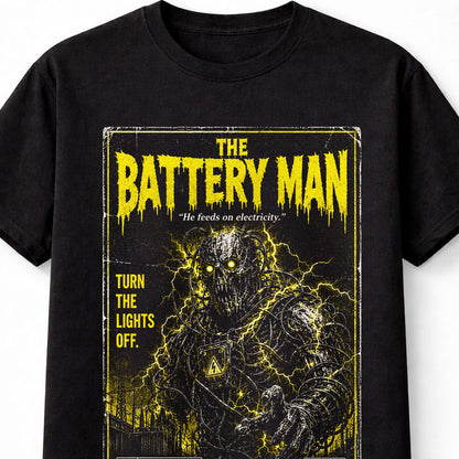 Battery Man VHS Horror Monster Retro Slasher Black Unisex T-Shirt