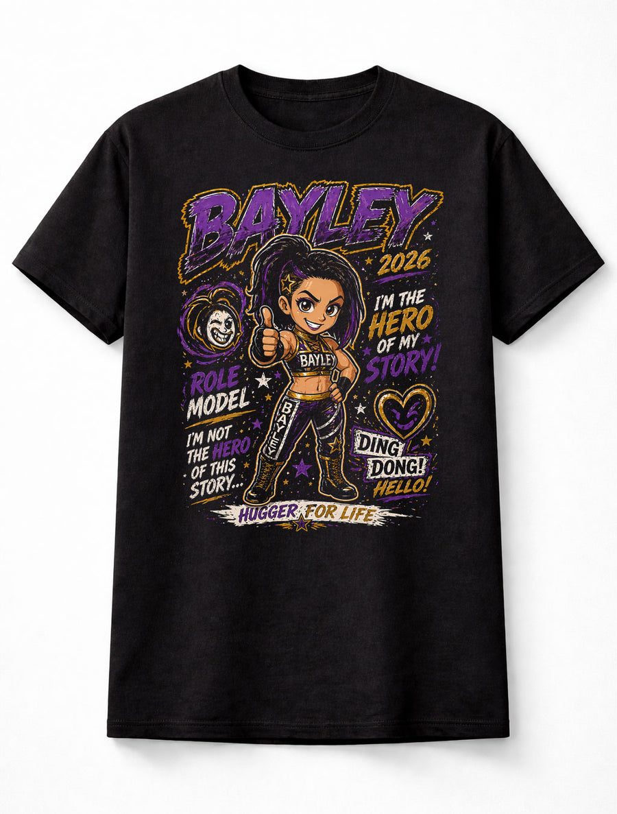 Bayley Role Model Cartoon Purple Gold WWE Wrestling Graphic Unisex T-Shirt