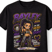 Bayley Role Model Cartoon Purple Gold WWE Wrestling Graphic Unisex T-Shirt