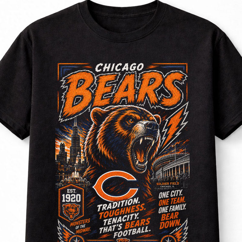 Chicago Bears NFL Football Bear Mascot Soldier Field Fan Gift Unisex T-Shirt