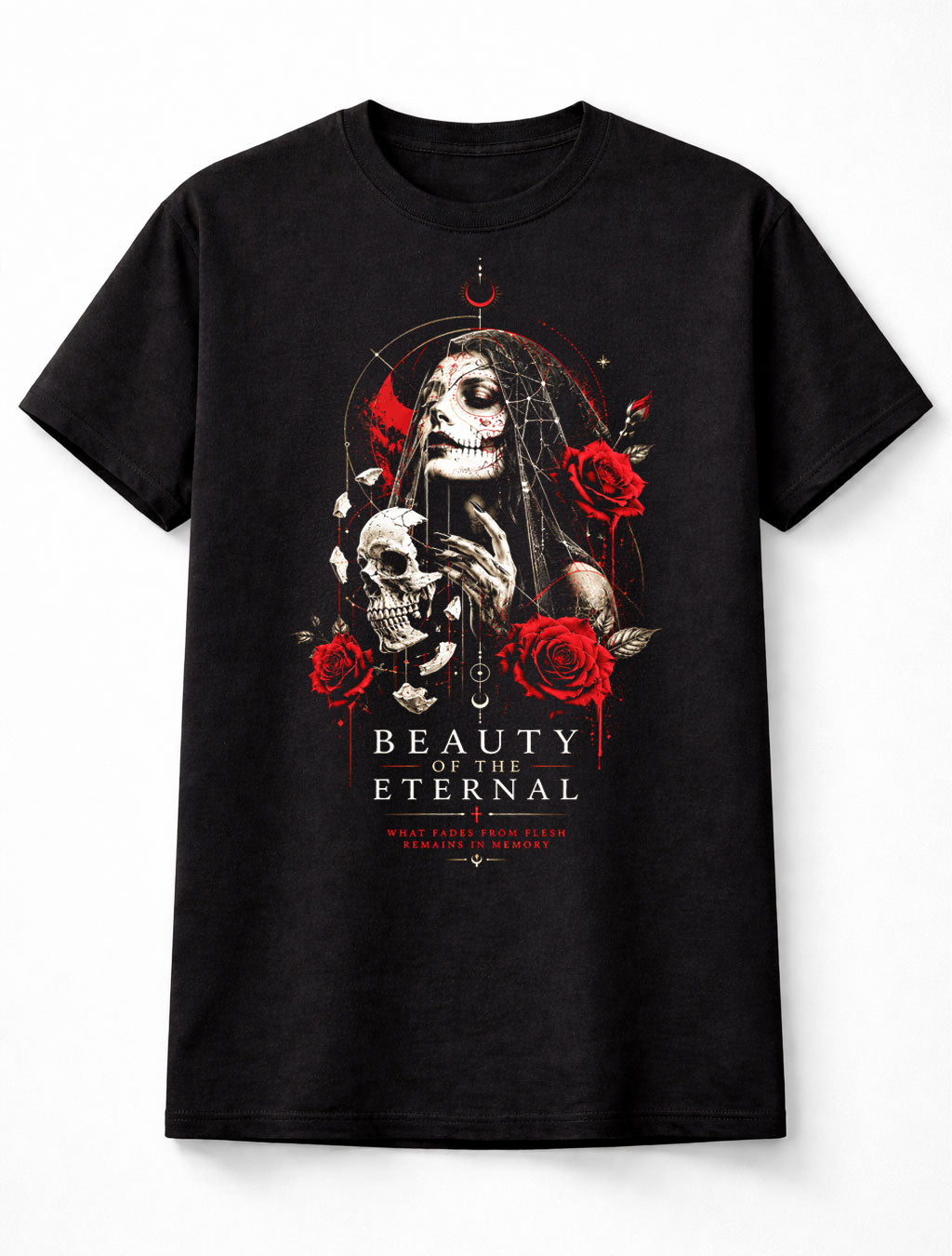Beauty Of The Eternal Gothic Skull Roses Dark Fantasy Unisex T-Shirt
