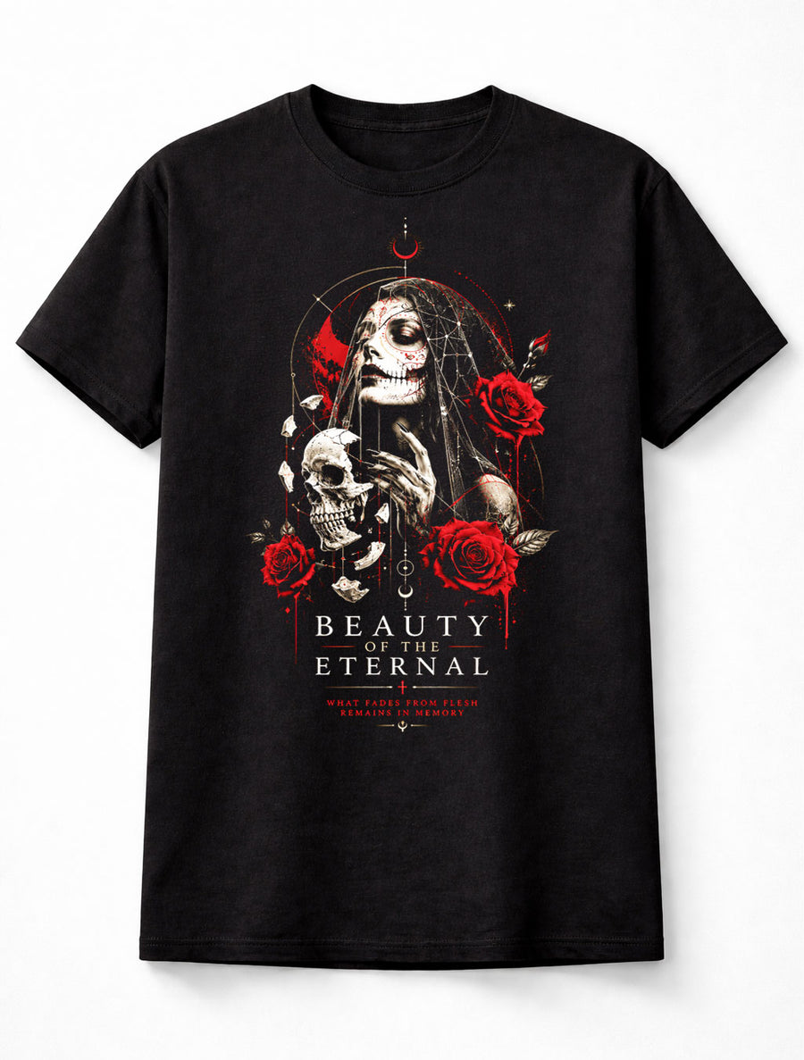 Beauty Of The Eternal Gothic Skull Roses Dark Fantasy Unisex T-Shirt