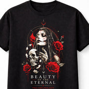 Beauty Of The Eternal Gothic Skull Roses Dark Fantasy Unisex T-Shirt