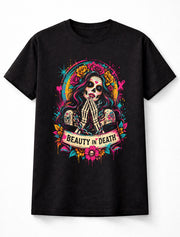 Beauty In Death Sugar Skull Floral Gothic Graphic Unisex T-Shirt