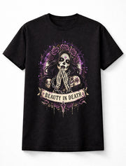 Beauty In Death Gothic Sugar Skull Roses Graphic Unisex T-Shirt
