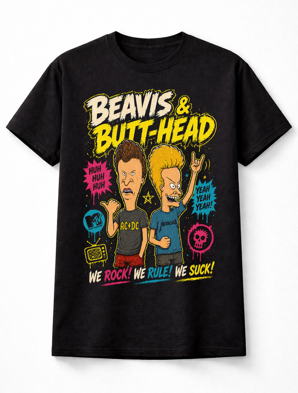 Beavis and Butt-Head MTV Cartoon Rock Metal Funny Graphic Unisex T-Shirt