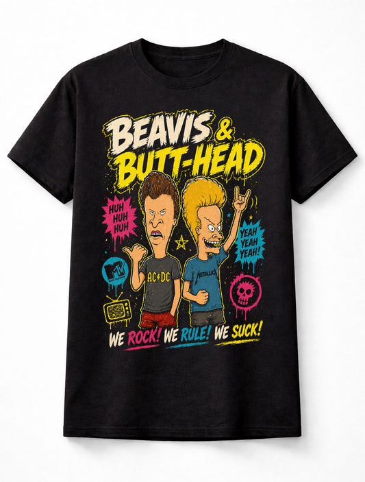 Beavis and Butt-Head MTV Cartoon Rock Metal Funny Graphic Unisex T-Shirt