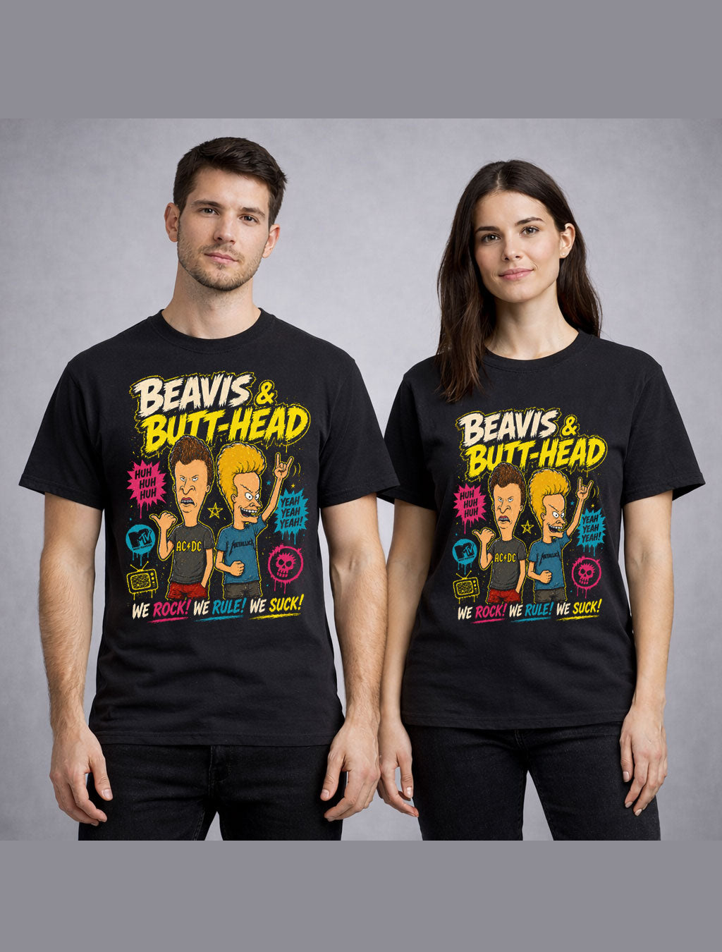 Beavis and Butt-Head MTV Cartoon Rock Metal Funny Graphic Unisex T-Shirt