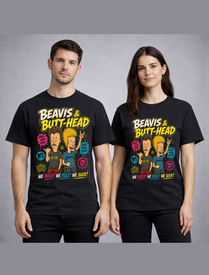 Beavis and Butt-Head MTV Cartoon Rock Metal Funny Graphic Unisex T-Shirt