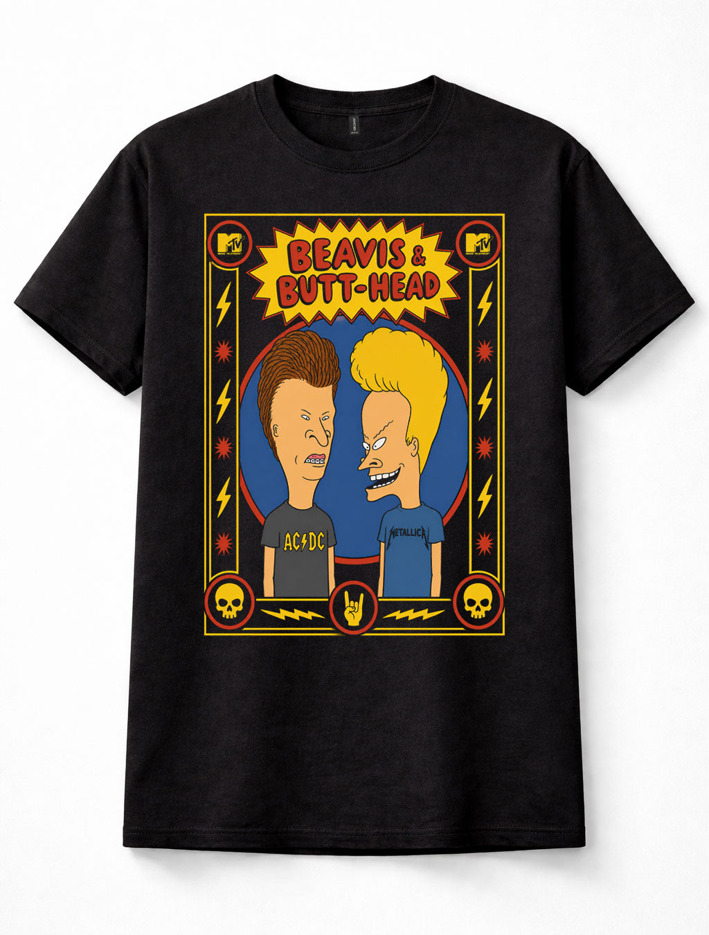 Beavis and Butt-Head MTV Heavy Metal Cartoon Rock Black Unisex T-Shirt