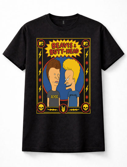 Beavis and Butt-Head MTV Heavy Metal Cartoon Rock Black Unisex T-Shirt