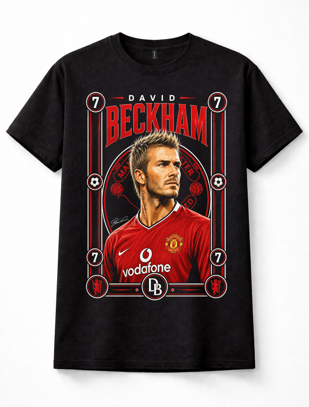 David Beckham Manchester United Number 7 Football Legend Black Unisex T-Shirt