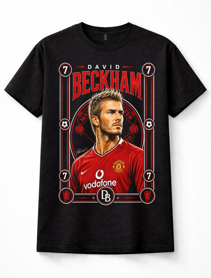 David Beckham Manchester United Number 7 Football Legend Black Unisex T-Shirt