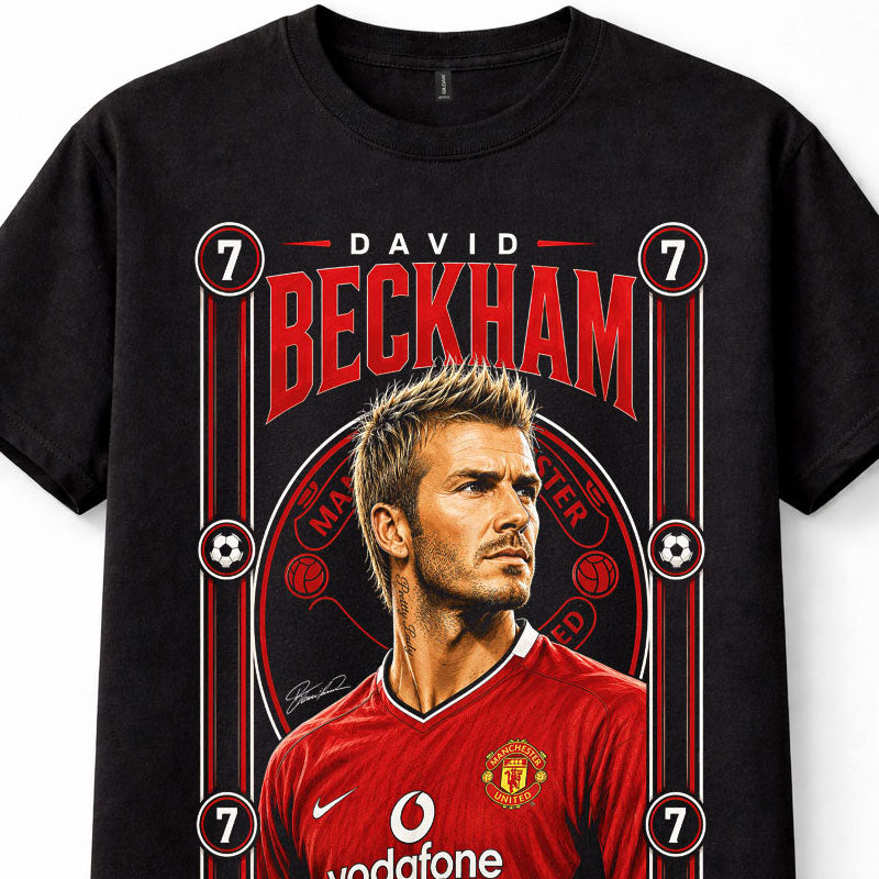David Beckham Manchester United Number 7 Football Legend Black Unisex T-Shirt