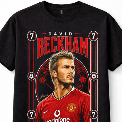 David Beckham Manchester United Number 7 Football Legend Black Unisex T-Shirt
