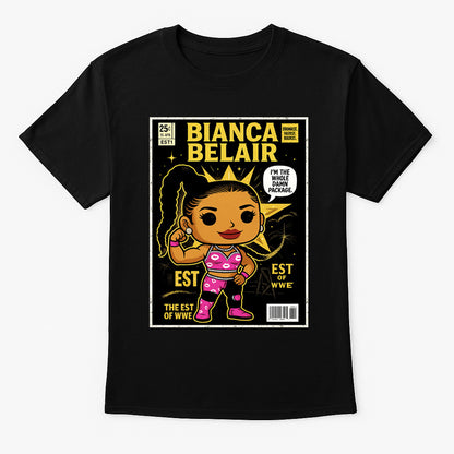 Bianca Belair Funko Pop Comic Style Unisex T-Shirt The StrongEST WWE Retro Tee
