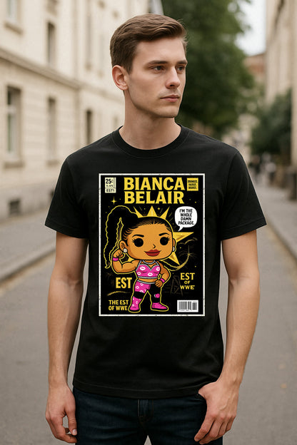 Bianca Belair Funko Pop Comic Style Unisex T-Shirt The StrongEST WWE Retro Tee