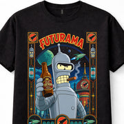Futurama Bender Robot Sci-Fi Cartoon Graphic Tee Unisex T-Shirt