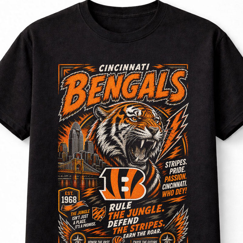 Cincinnati Bengals NFL Tiger Mascot Football Fan Gift Unisex T-Shirt