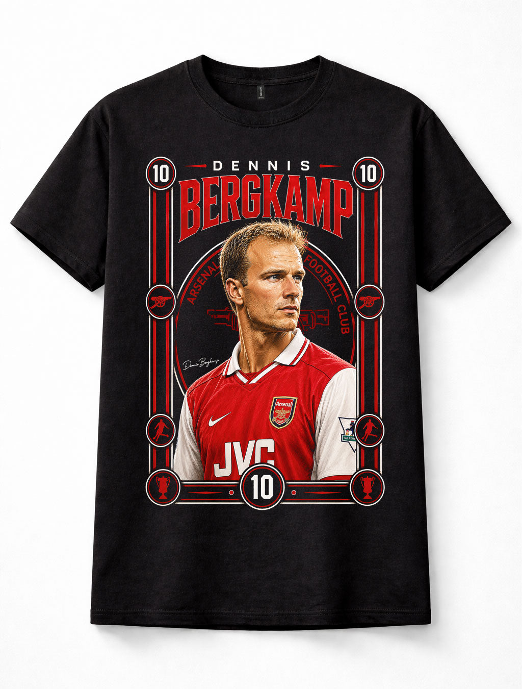 Dennis Bergkamp Arsenal FC Number 10 Football Legend Black Unisex T-Shirt