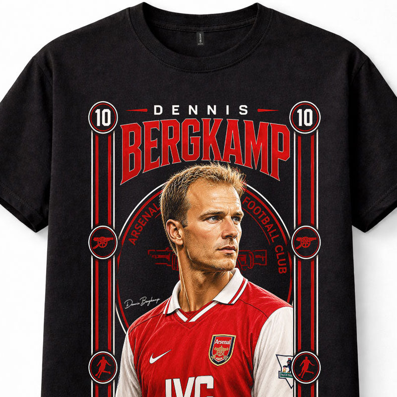 Dennis Bergkamp Arsenal FC Number 10 Football Legend Black Unisex T-Shirt