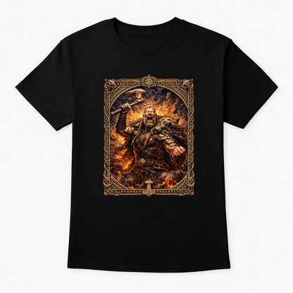 Viking Berserker Warrior with Axe Norse Mythology T-Shirt Unisex Fiery Battle