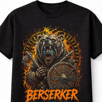Viking Berserker Bear Warrior Axe Nordic Mythology Unisex T-Shirt