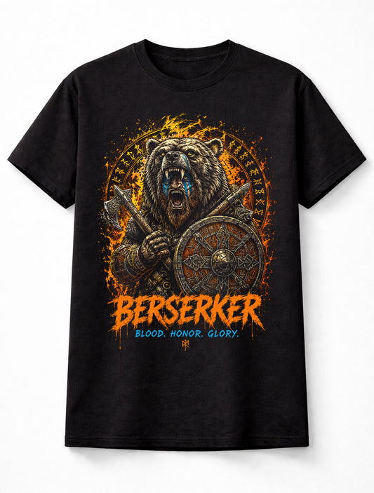 Viking Berserker Bear Warrior Axe Nordic Mythology Unisex T-Shirt