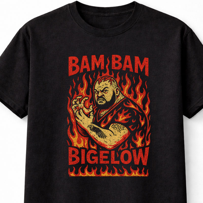 Bam Bam Bigelow WWE T-Shirt Wrestling Legend Unisex Black Graphic Tee