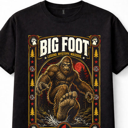 Bigfoot Sasquatch Cryptid Legend Mystery Forest Creature Black Unisex T-Shirt