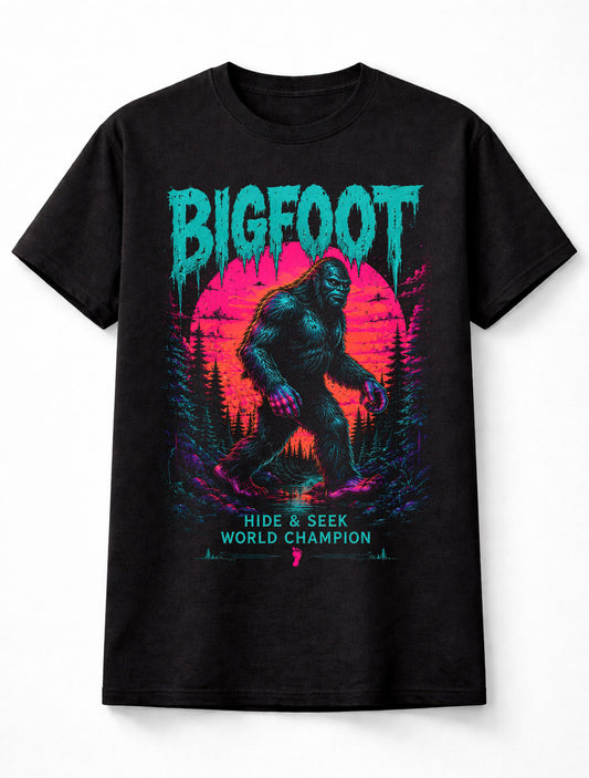 Bigfoot Hide And Seek World Champion Sasquatch Retro Unisex T-Shirt