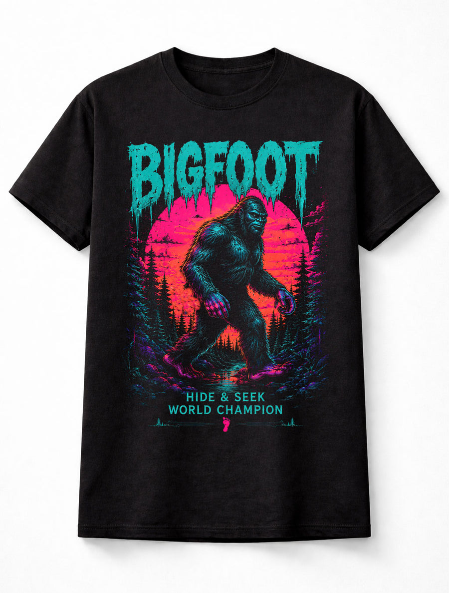Bigfoot Hide And Seek World Champion Sasquatch Retro Unisex T-Shirt
