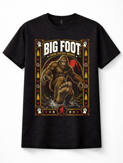 Bigfoot Sasquatch Cryptid Legend Mystery Forest Creature Black Unisex T-Shirt