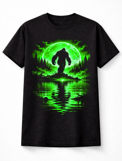Bigfoot Moon Cryptid Sasquatch Horror Forest Graphic Unisex T-Shirt