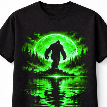 Bigfoot Moon Cryptid Sasquatch Horror Forest Graphic Unisex T-Shirt