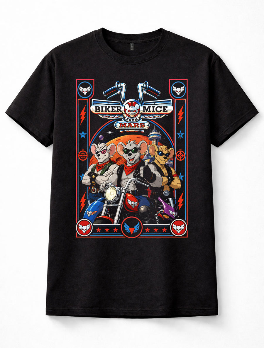 Biker Mice From Mars Retro Cartoon Motorcycle Black Unisex T-Shirt