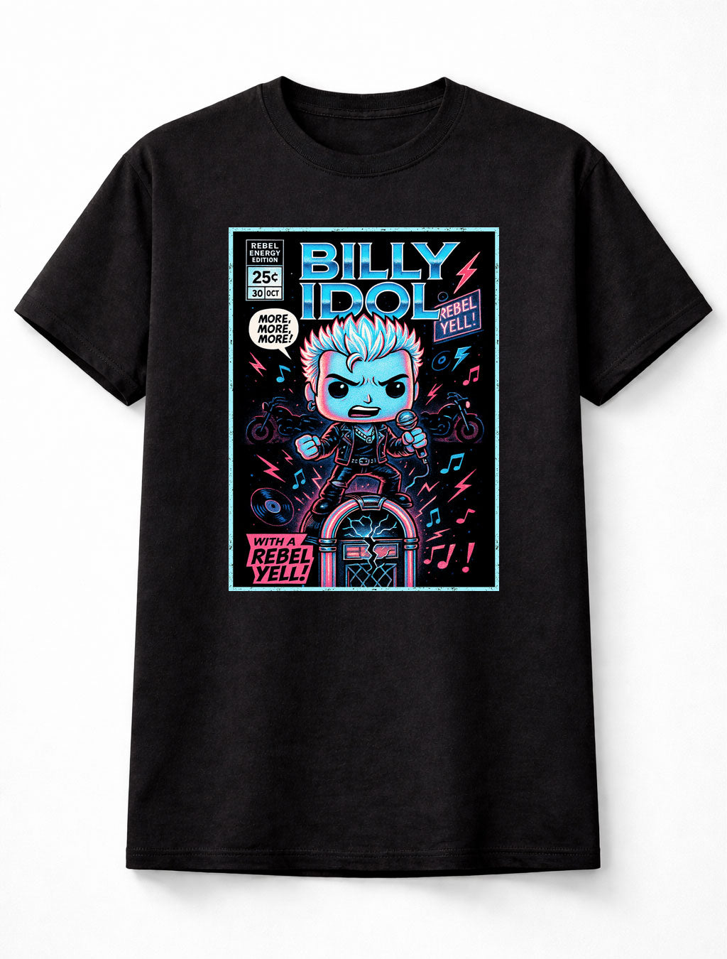 Billy Idol Rebel Yell Retro Rock Unisex Black Graphic Tee