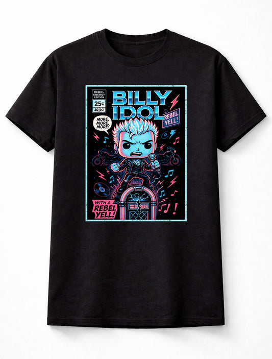 Billy Idol Rebel Yell Retro Rock Unisex Black Graphic Tee