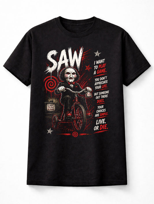 Saw Billy Puppet Jigsaw Horror Movie Graphic Tee Unisex Adults & Kids T-Shirt