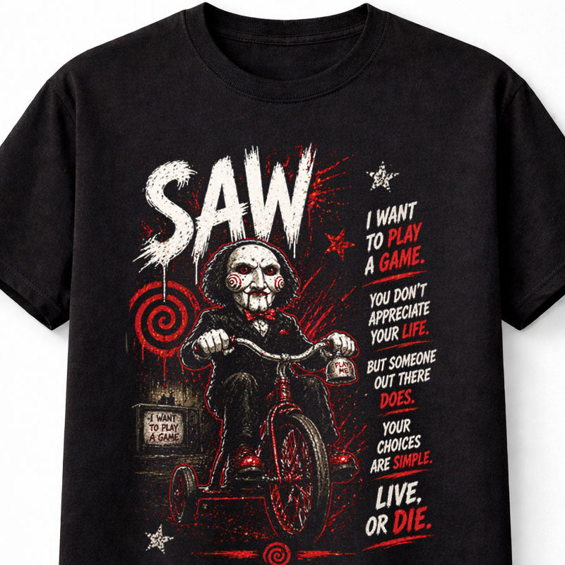 Saw Billy Puppet Jigsaw Horror Movie Graphic Tee Unisex Adults & Kids T-Shirt