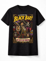 Black Bart Pirate Captain Skull Flag Treasure Graphic Unisex T-Shirt