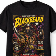 Blackbeard Pirate Captain Skull Sword Buccaneer Graphic Unisex T-Shirt