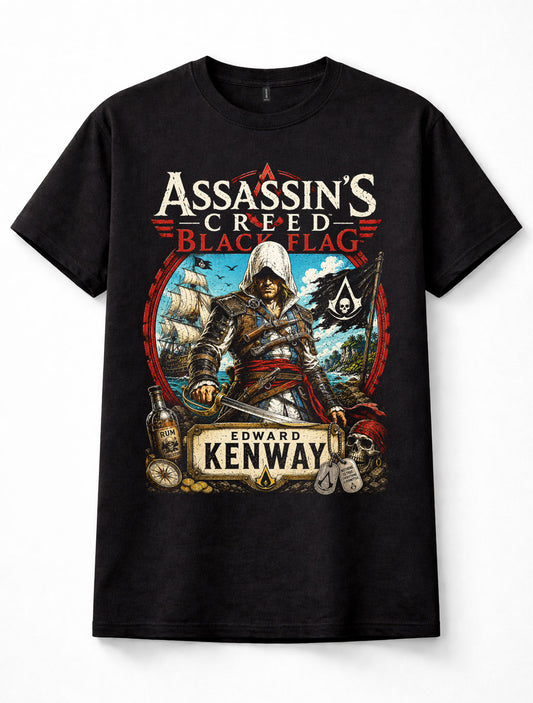 Assassin's Creed Black Flag Edward Kenway Pirate Game Unisex T-Shirt