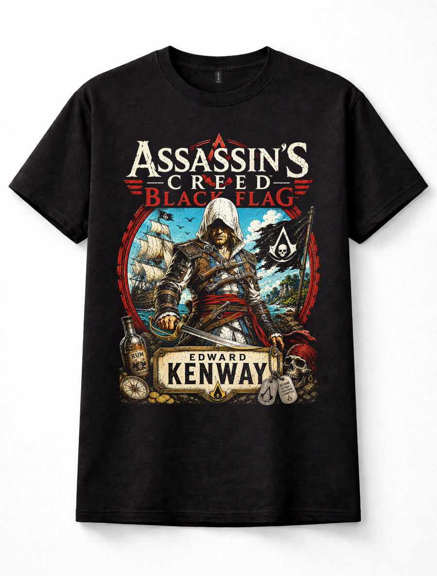 Assassin's Creed Black Flag Edward Kenway Pirate Game Unisex T-Shirt