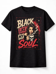 Black Like My Soul Gothic Coffee Skull Dark Humor Unisex T-Shirt